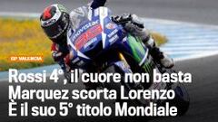 Titular de La Gazzetta tras la victoria de Jorge Lorenzo en el GP de Valencia que le proclama como Campe&oacute;n del Mundo de Moto GP.