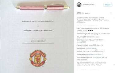 Mourinho estrena Instagram con su contrato con el United