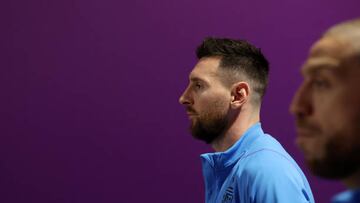 LUSAIL CITY, QATAR - DECEMBER 09: Lionel Messi of Argentina arrives at the stadium prior to the FIFA World Cup Qatar 2022 quarter final match between Netherlands and Argentina at Lusail Stadium on December 09, 2022 in Lusail City, Qatar. (Photo by Maddie Meyer - FIFA/FIFA via Getty Images)