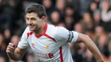 Gerrard celebra un gol en la Premier.