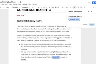 Google Docs tendrá por fin su propio corrector gramatical