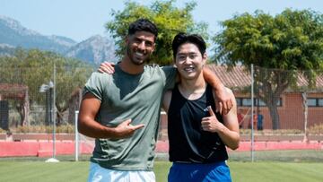 Los exmallorquinistas Marco Asensio y Kang-in Lee en la Ciudad Deportiva del RCD Mallorca.