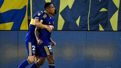 Soccer Football - Copa Diego Maradona - Boca Juniors v River Plate - Estadio La Bombonera, Buenos Aires, Argentina - January 2, 2021 Boca Juniors&#039; Sebastian Villa celebrates scoring their second goal with teammates Pool via REUTERS/Marcelo Endelli