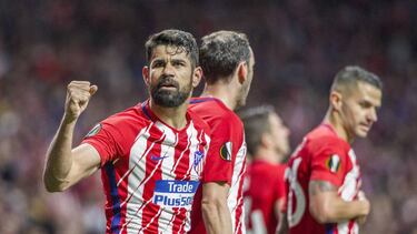 Alegría de Diego Costa en el gol del Atlético.