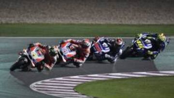 Iannone, Dovizioso, LOrenzo y Rossi, en Losail 2016.