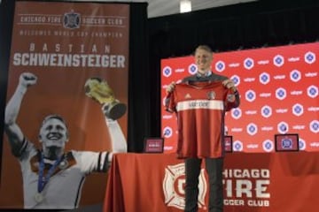 Presentación de Bastian Schweinsteiger con los Chicago Fire, equipo de la MLS, principal liga de fútbol de Estados Unidos.
