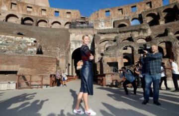 Sharapova entrena en el Coliseo de Roma