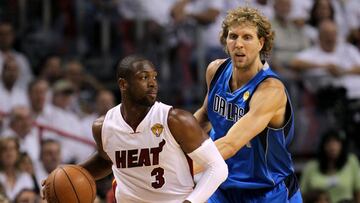 Wade y Nowitzki, durante unas Finales