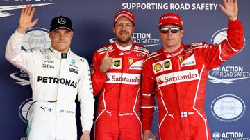 Bottas, Vettel y Raikkonen tras la clasificación de Rusia.