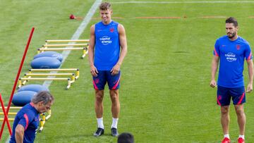 Marcos Llorente, en una sesión del Atlético.