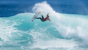 MARGARET RIVER, WESTERN AUSTRALIA, AUSTRALIA - APRIL 21: Two-time WSL Champion John John Florence of Hawaii surfs in Heat 1 of the Semifinals at the Western Australia Margaret River Pro on April 21, 2024 at Margaret River, Western Australia, Australia. (Photo by Beatriz Ryder/World Surf League)