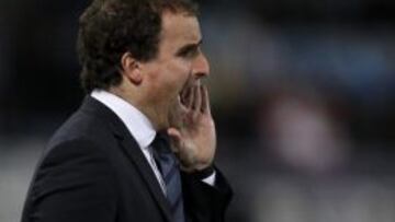El entrenador de la Real Sociedad, Jagoba Arrasate, durante el partido de ida de los cuartos de final de la Copa del Rey ante el Racing de Santander