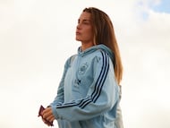 Alexia Putellas en su llegada a Londres.