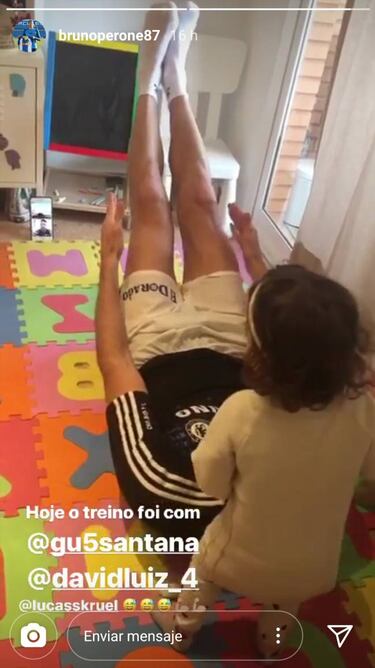 Perone se entrena con David Luiz durante el confinamiento