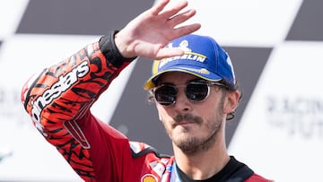 Spielberg (Austria), 18/08/2024.- Winner Francesco Bagnaia (Italy, Ducati Lenovo Team) during the winner ceremony for the MotoGP of Austria at the Red Bull Ring in Spielberg, Austria, 18 August 2024. (Motociclismo, Ciclismo, Francia, Italia) EFE/EPA/EXPA/JOHANN GRODER