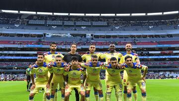 America team group during the game America vs Puebla, corresponding to Round 03 of the Torneo Apertura 2023 of the Liga BBVA MX, at Azteca Stadium, on July 15, 2023.
<br><br>
Equipo de America durante el partido America vs Puebla, correspondiente a la Jornada 03 del Torneo Apertura 2023 de la Liga BBVA MX, en el Estadio Azteca, el 15 de Julio de 2023.