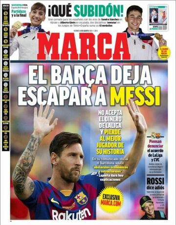 La salida de Messi, en las portadas de los periódicos de medio mundo