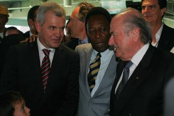 Los tres personajes coincidieron en 2009, en la inauguración del Territorio Santos Modelo con el partido entre Santos Laguna y Santos FC.