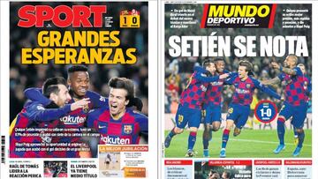 Portadas de los diarios Sport y Mundo Deportivo del d&iacute;a 20 de enero de 2020.