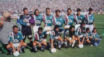 Audax Italiano asciende a Primera División con esta oncena en 1995, tras empatar sin goles con Wanderers en el Monumental. Arriba de izquierda a derecha:  Evaristo Masi, Fernando Astengo, Pablo Ortega, Eduardo Moreno, Claudio Figueroa y Sammy Moreno. Abajo: Rodrigo Delgado, Andrés Muñoz, Fred Gayoso, Marcelo Peña y Pedro Pablo Díaz.