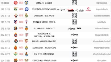 Partidos de la jornada 24 de LaLiga