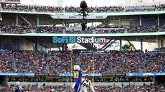 INGLEWOOD, CALIFORNIA - DECEMBER 10: Justin Herbert #10 of the Los Angeles Chargers throws a pass during the second quarter against the Denver Broncos at SoFi Stadium on December 10, 2023 in Inglewood, California.   Ronald Martinez/Getty Images/AFP (Photo by RONALD MARTINEZ / GETTY IMAGES NORTH AMERICA / Getty Images via AFP)