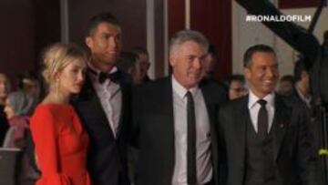 Cristiano con Ancelotti y Jorge Mendes.