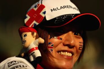 Fan de Jenson Button durante el GP de Japón.