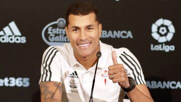 Jeison Murillo, durante su presentación en el mes de enero como nuevo jugador del Celta.
