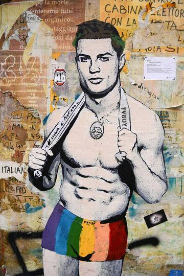 Italian street artist TvBoy's "Il Segreto di Cristiano" (Cristiano's Secret)