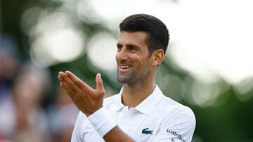 Tennis - Hurlingham Tennis Classic - The Hurlingham Club, London, Britain - June 29, 2023 Serbia's Novak Djokovic celebrates winning his exhibition match against s Tiafoe of the U.S. Action Images via Reuters/John Sibley