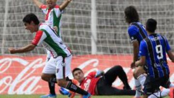 M&aacute;rquez grita su gol, el primero de Palestino ante Huachipato.