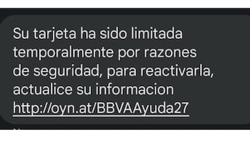 Nueva estafa relacionada con el BBVA: cuidado si te mandan un mensaje sobre tu tarjeta