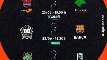 Fase Final ACB hoy, 23 de junio: partidos, horarios, TV y resultados