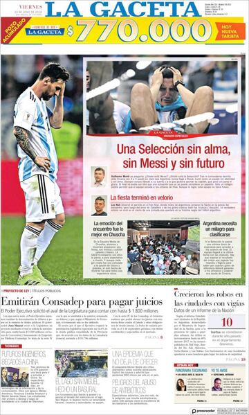 Las portadas en Argentina tras la debacle ante Croacia