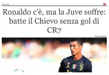 El titular de Il Giornale tras el primer partido de Cristiano Ronaldo en la Juventus.