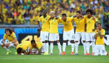 Los jugadores brasileños durante la tanda de penaltis. 