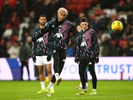 Soccer Football - Premier League - Sunderland v Liverpool - Stadium of Light, Sunderland, Britain - February 11, 2026 Liverpool's Hugo Ekitike during the warm up before the match REUTERS/Scott Heppell EDITORIAL USE ONLY. NO USE WITH UNAUTHORIZED AUDIO, VIDEO, DATA, FIXTURE LISTS, CLUB/LEAGUE LOGOS OR 'LIVE' SERVICES. ONLINE IN-MATCH USE LIMITED TO 120 IMAGES, NO VIDEO EMULATION. NO USE IN BETTING, GAMES OR SINGLE CLUB/LEAGUE/PLAYER PUBLICATIONS. PLEASE CONTACT YOUR ACCOUNT REPRESENTATIVE FOR FURTHER DETAILS..