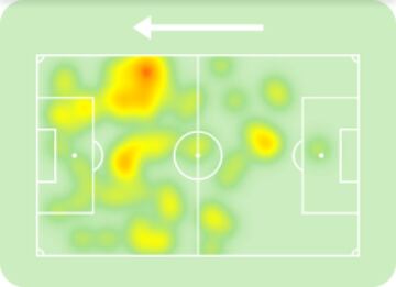 Mapa de calor de Rodrygo contra el Elche.