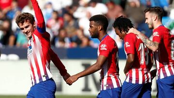 Griezmann, junto a Lemar, Gelson y Saúl, tras el gol del 7 en el Leganés-Atlético