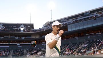 El tenista británico Andy Murray celebra un punto durante su partido ante Tomas Martin Etcheverry en el BNP Paribas Open, el Masters 1.000 de Indian Wells.