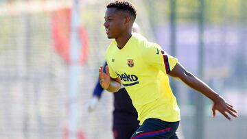 Ansu Fati, en un entrenamiento reciente del Barça.