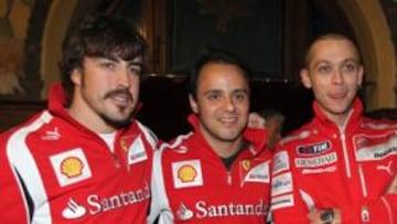 <b>ILUSIONADOS. </b>Alonso, Massa, Rossi y Hayden, en la presentación en enero en Madonna di Campiglio.
