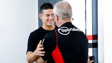 James Rodríguez, volante colombiano, en su primer entrenamiento con Sao Paulo.