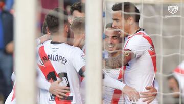 Trejo, &Aacute;lvaro y Unai celebran el 1-0 al Espanyol.