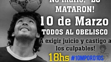 Convocan una marcha en el Obelisco para pedir justicia por Maradona