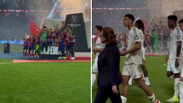 Regocijo culé con esta toma de la plantilla del Madrid cuando Ter Stegen levanta la Supercopa