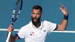 Benoit Paire celebra su victoria ante Ugo Humbert durante la final del Auckland Classic 2020.