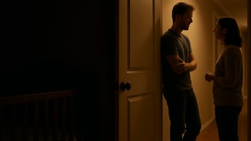 Couple talking near crib - artist's impression