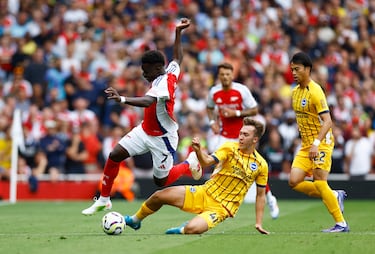 Bukayo Saka fue uno de los que más lo intentó para el Arsenal en la primera mitad, pero el gol parecía negarse para los Gunners. 

Action Images via Reuters/Peter Cziborra 